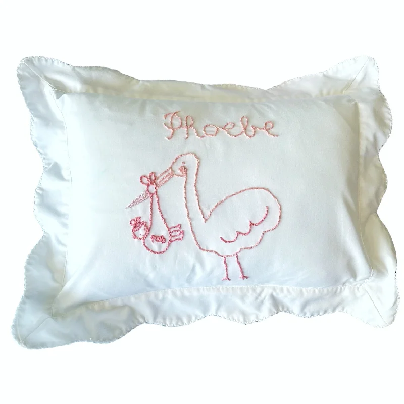 Baby Pillow - Stork with Girl