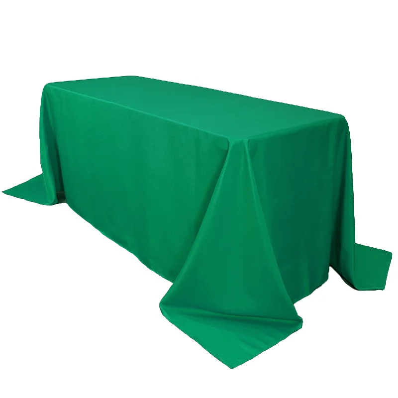 90 x 156 Inch Rectangular Polyester Tablecloth Emerald Green