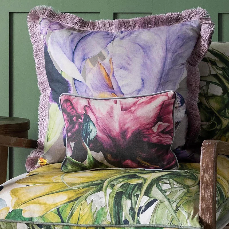 Sennen Printed Feather Cushion Fuchsia