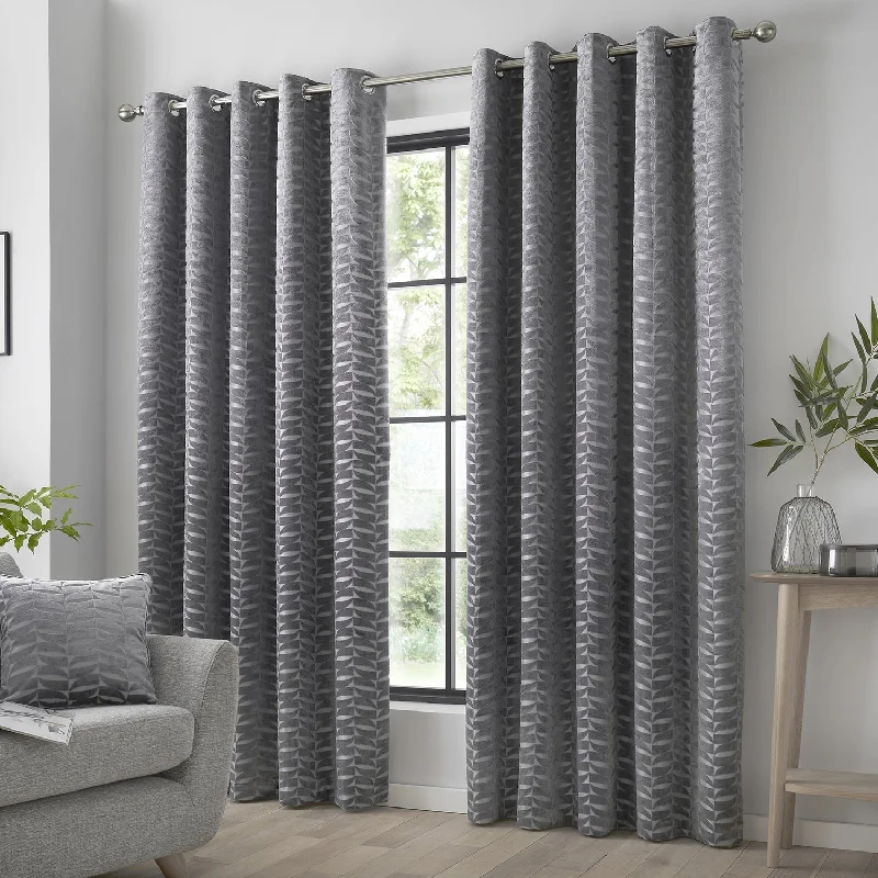 Kendal Charcoal Grey Velvet Eyelet Curtains