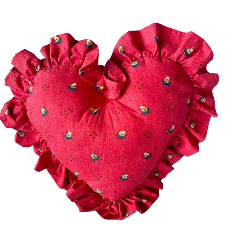 Heart Ruffle Pillow - Vintage Pierre Deux Rose