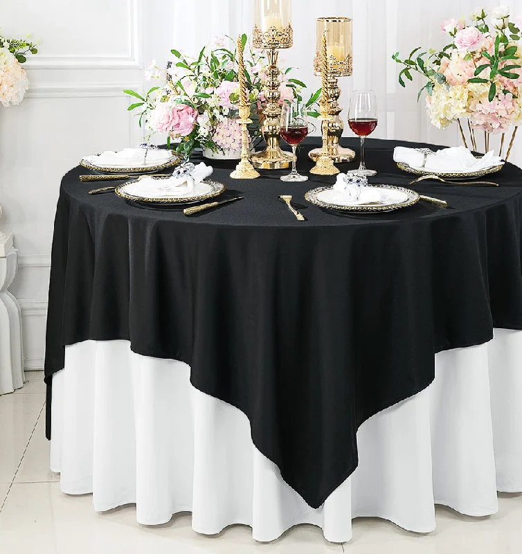 72"x72" Seamless Square Scuba (Wrinkle-Free) (240 GSM) Tablecloth /Table Overlay - Black (1pc)