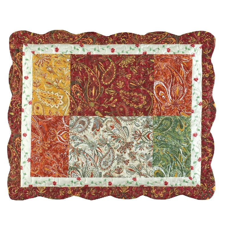 Paisley Patchwork Border Scalloped Edge Pillow Sham