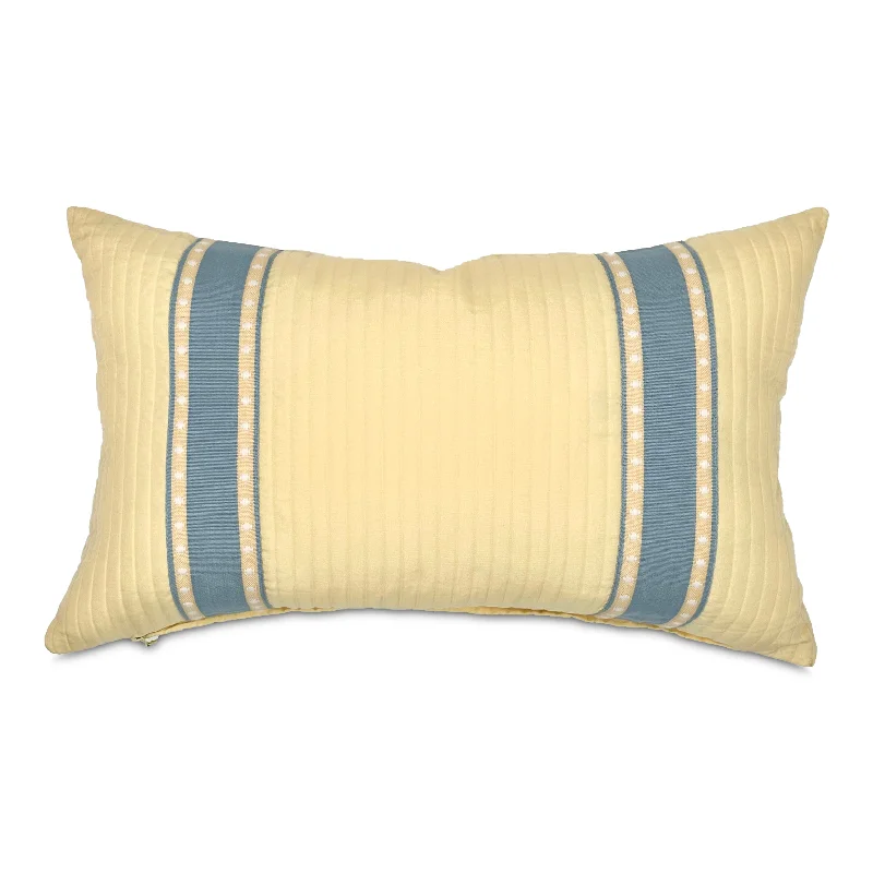 Yellow/ Baby Blue Traditional Stripe Lumbar Pillow  Cover 13x22