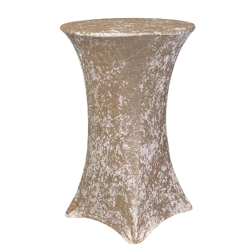 Velvet Spandex 30 Inch Highboy Cocktail Round Table Cover Champagne