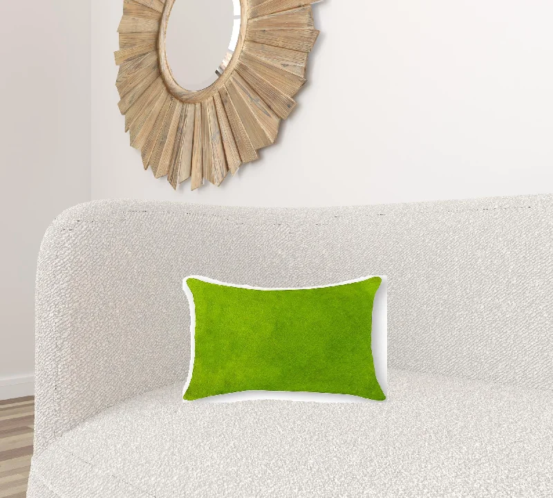 12" X 20" X 5" Lime Cowhide  Pillow