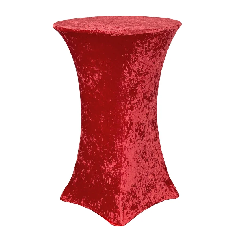 Velvet Spandex 30 Inch Highboy Cocktail Round Table Cover Red