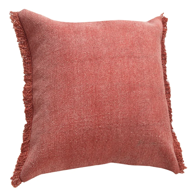 20" X 20" Dusty Rose Pink And Muted Clay 100% Cotton Zippered Pillow