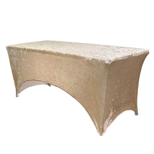 Velvet Spandex 8 Ft Rectangular Table Cover Champagne