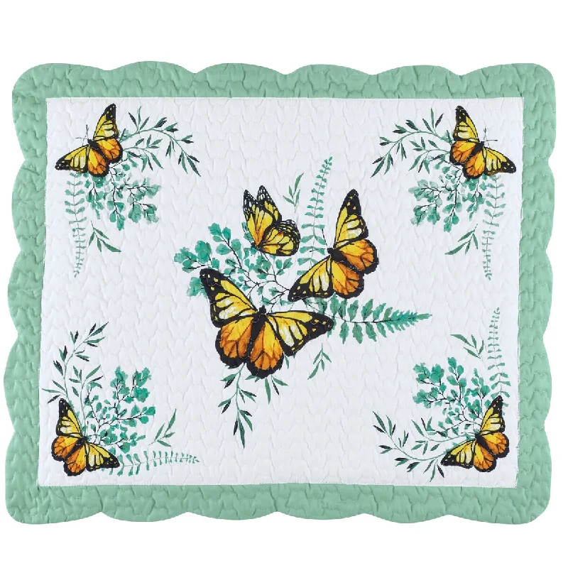 Botanical Butterfly Scalloped Edge Pillow Sham