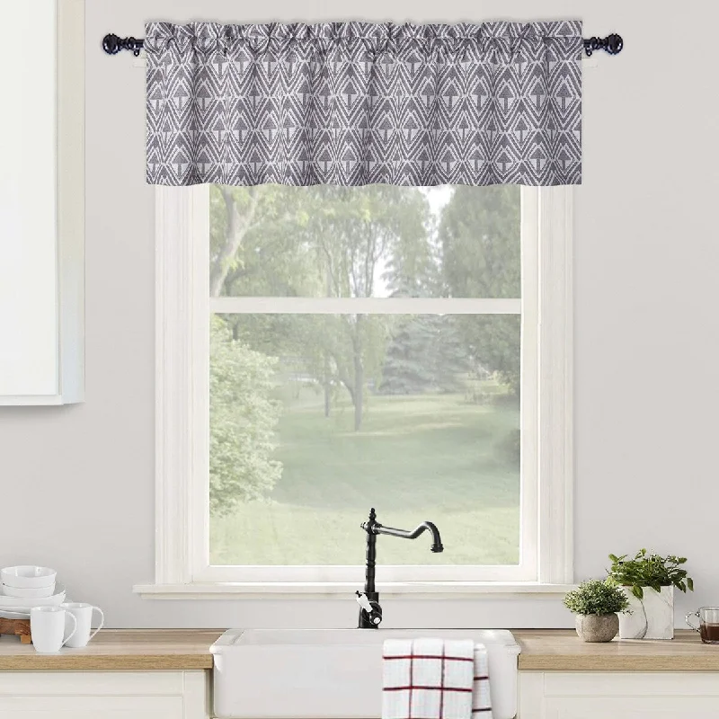 Geometric Print Rod Pocket Kitchen Tier Curtains or Valances