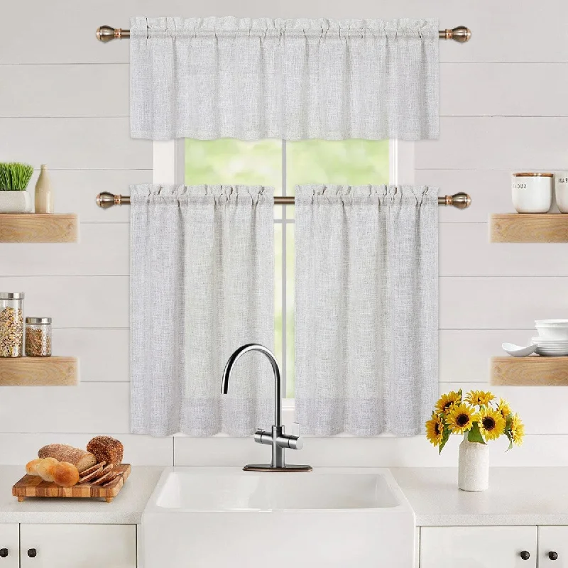 Linen Blend Kitchen Tier Curtains or Valances