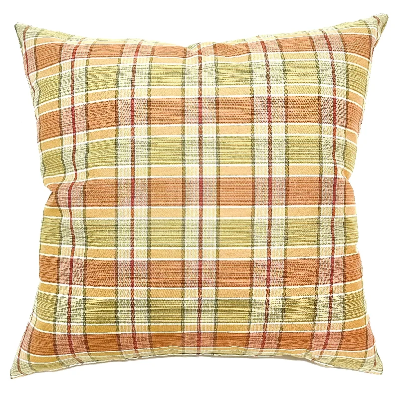 Farmhouse Plaid Cotton Throw Pillow Cover 24x24