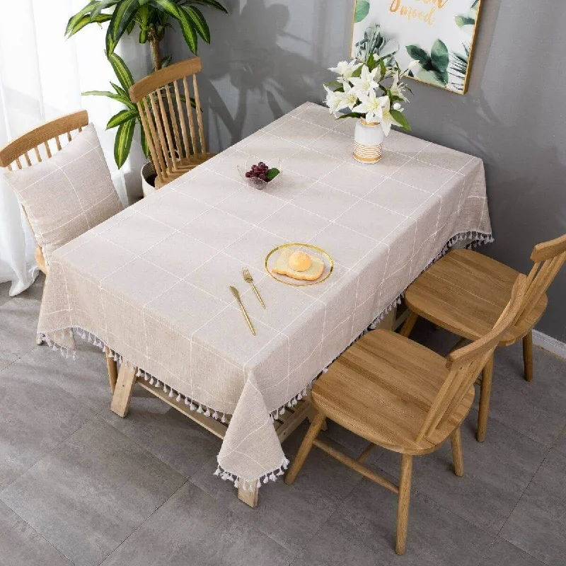 Checkered Linen Rectangle Tablecloth