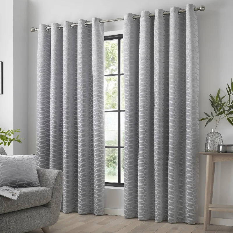 Kendal Silver Grey Velvet Eyelet Curtains