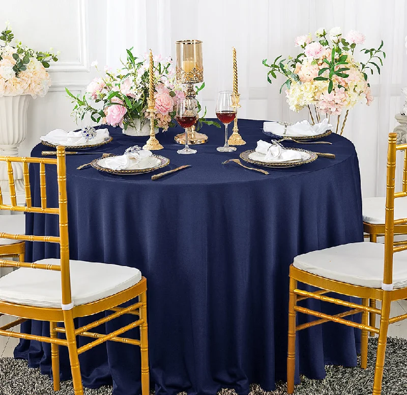 90" Seamless Round Scuba (Wrinkle-Free) (240 GSM) Tablecloth - Navy Blue (1pc)