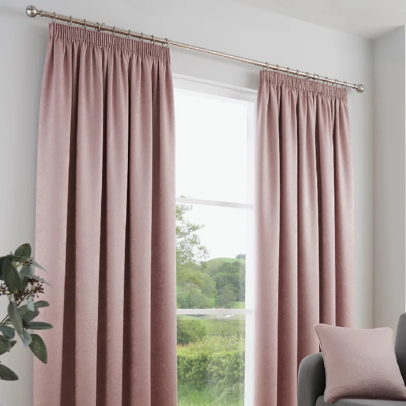 Galaxy Blush Pink Dim Out Pencil Pleat Curtains