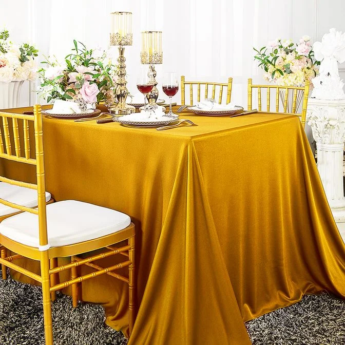 90"x132" Seamless Rectangular Scuba (Wrinkle-Free) (240 GSM) Tablecloth - Gold (1pc)