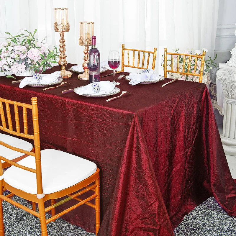 90"x132" Seamless Rectangular Crushed Taffeta Tablecloth - Burgundy (1pc)