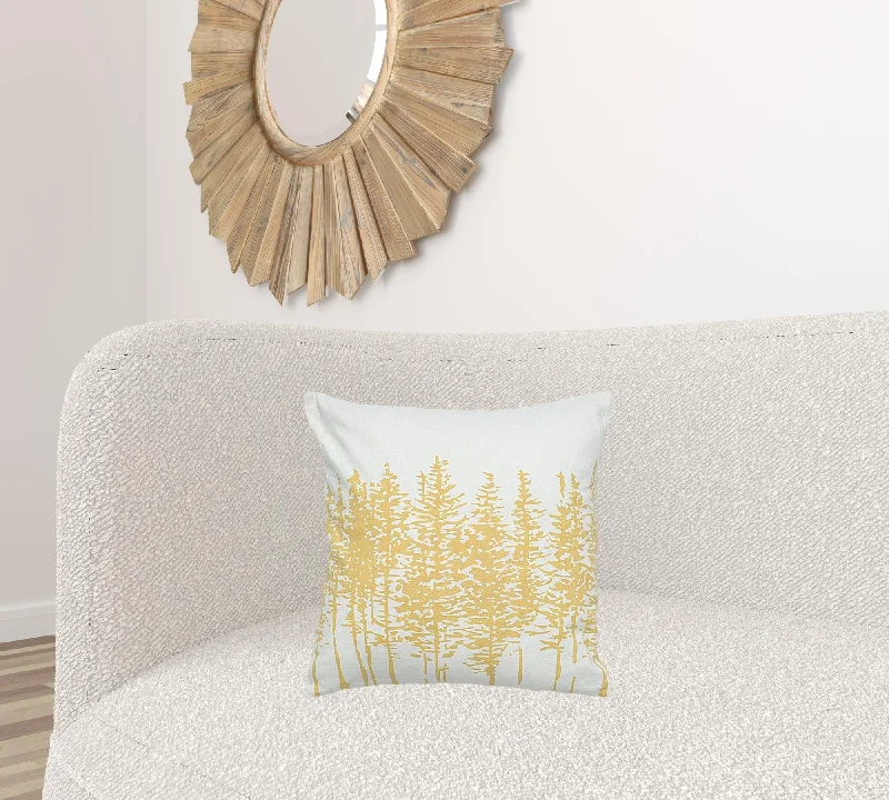 Yellow Ivory Grove of Trees Down Throw Pillow