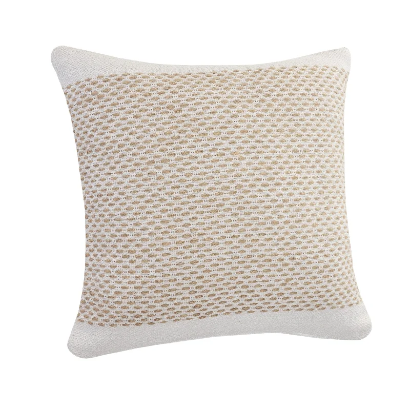 20" X 20" Ivory And Tan 100% Cotton Geometric Zippered Pillow