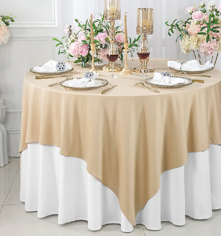 72"x72" Seamless Square Scuba (Wrinkle-Free) (240 GSM) Tablecloth /Table Overlay- Champagne (1pc)