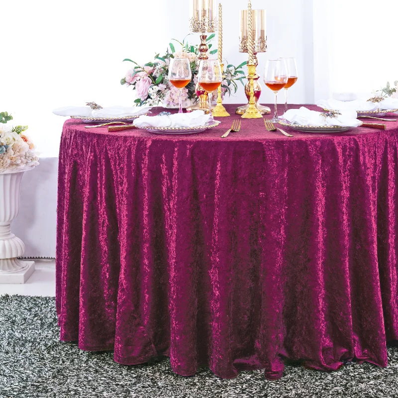 132" Round Ice Crushed Velvet (200 GSM) Tablecloth - Magenta/Azalea (1pc)