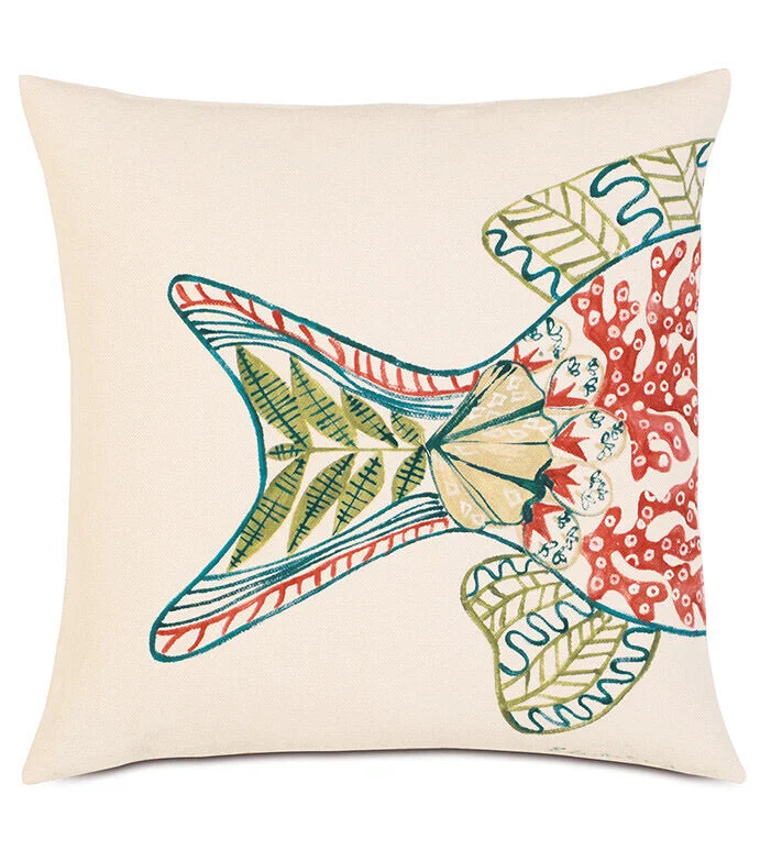 Hand-Painted Fish Tail Throw Pillow cover 20X20