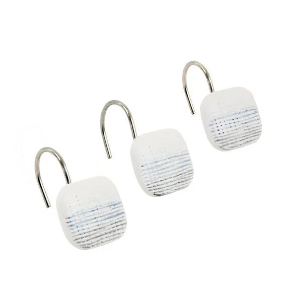 Croscill Nomad Set of 12 Blue Stripe Shower Curtain Hooks