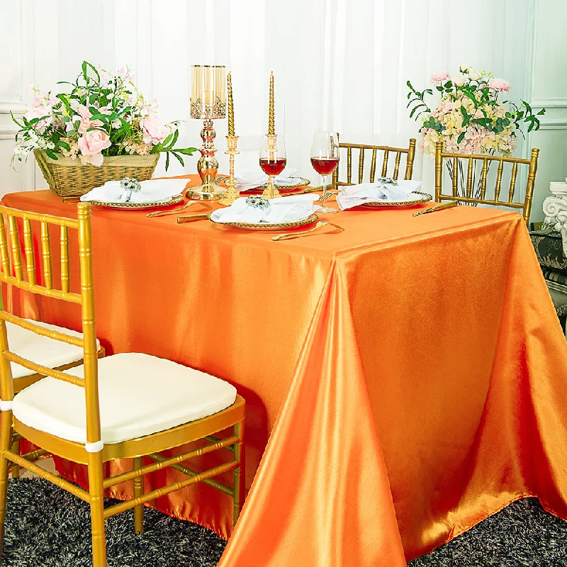 90"x132" Seamless Rectangular Satin Tablecloth - Tangerine (1pc)