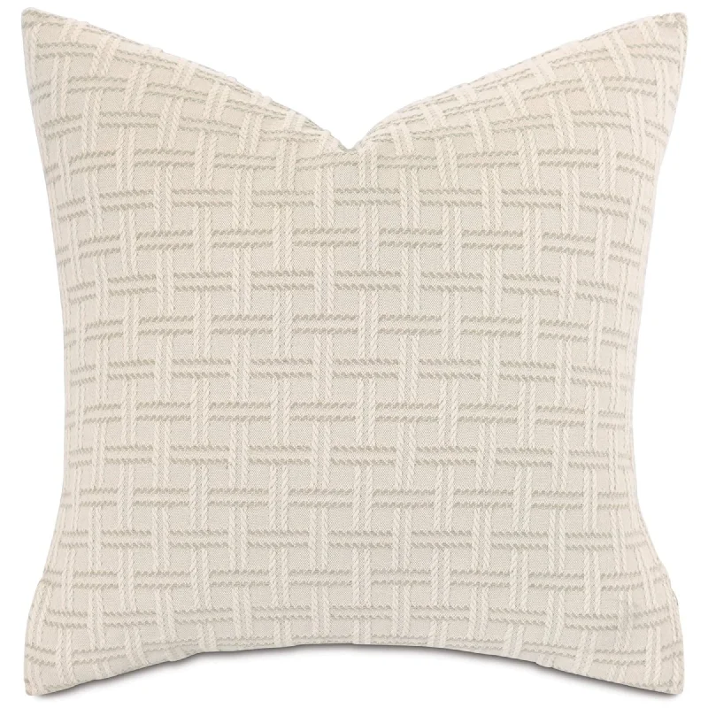 Ivory Basketweave Textured Throw Pillow Cover 22x22