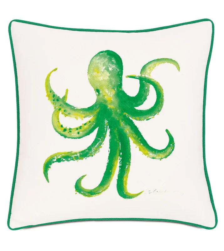 Coral Reef Octopus Outdoor Throw Pillow Cover 18x18