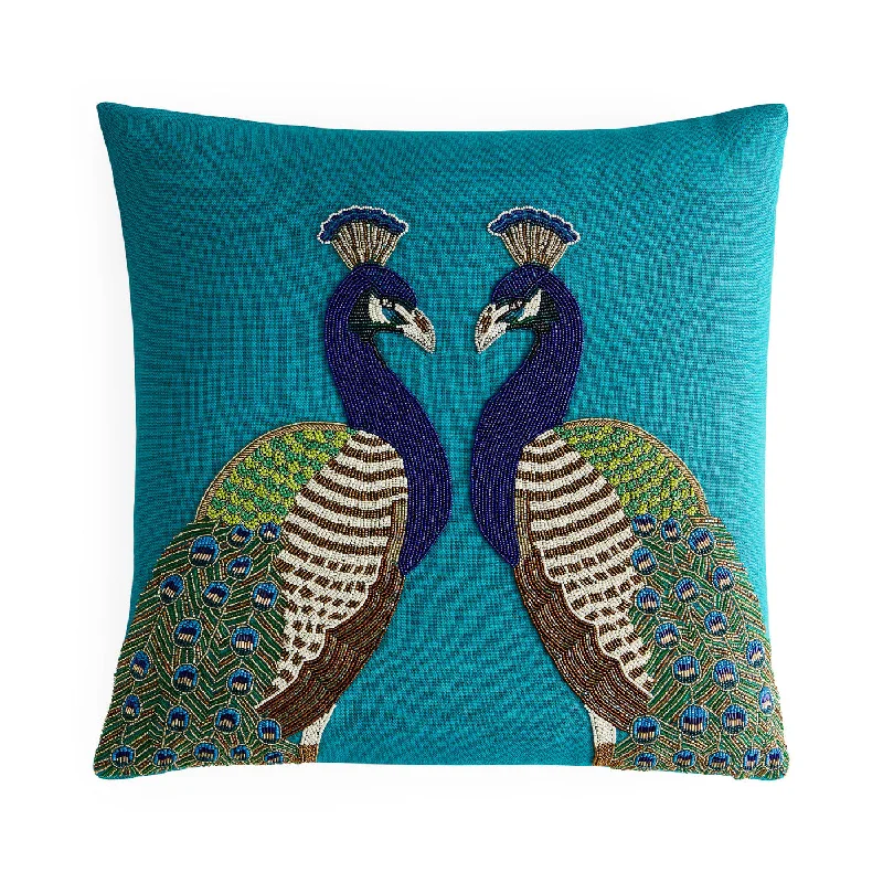 Peacock Beaded Pillow