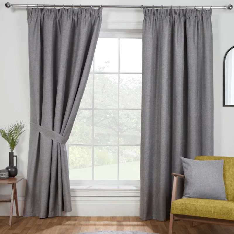 Eclipse Pewter Grey Pencil Pleat Blackout Thermal Curtains