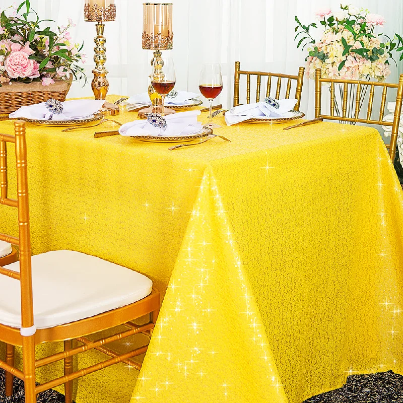 90"x132" Seamless Rectangular Sequin Taffeta Tablecloth - Canary Yellow (1pc)