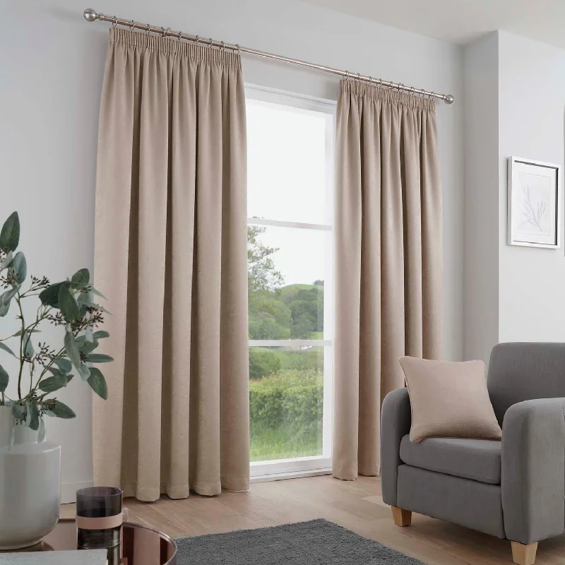 Galaxy Natural Dim Out Pencil Pleat Curtains