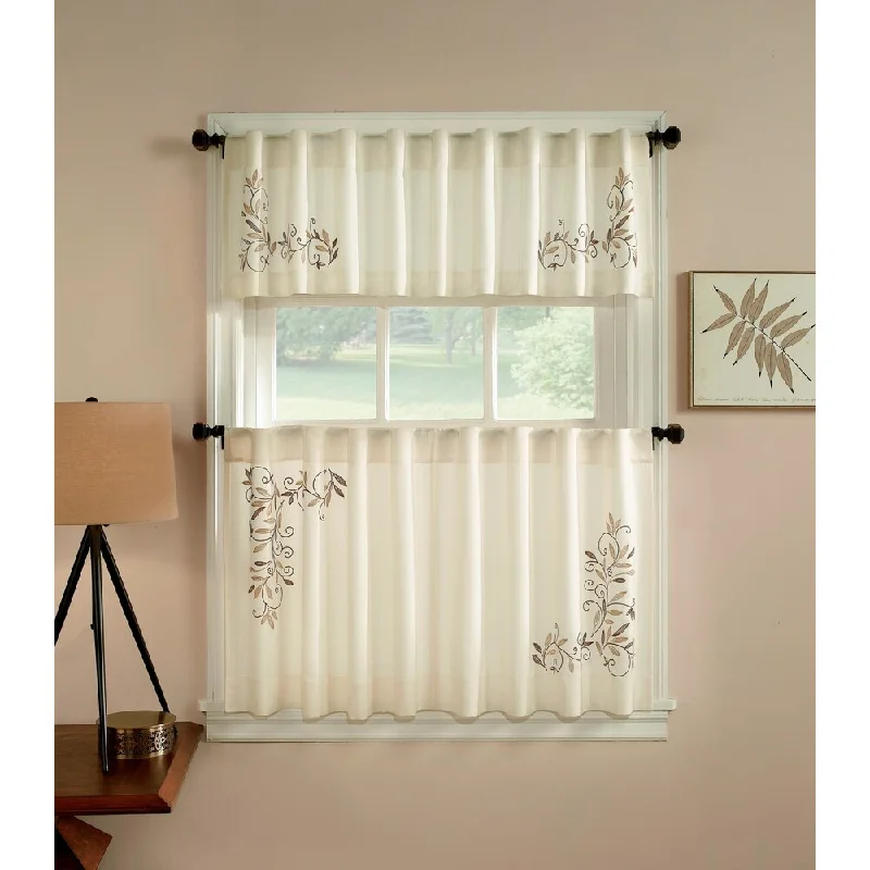 Scroll Leaf 3-piece Curtain Tier and Valance Set