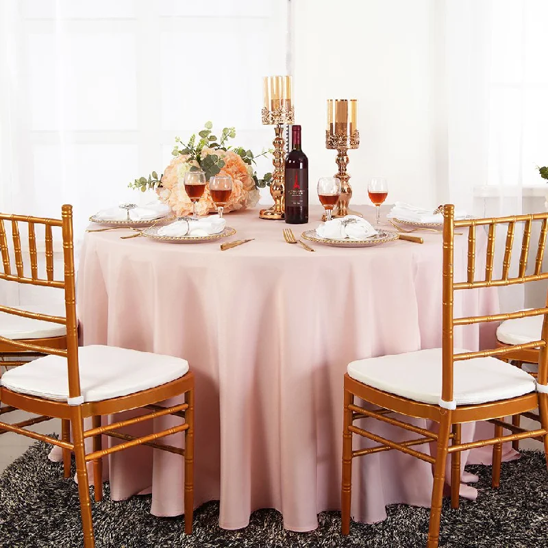 132" Seamless Round Polyester (220 GSM) Tablecloth - Blush Pink/Rose Gold (1pc)