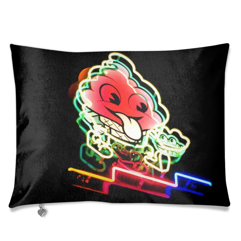 NYC Brooklyn Master Dip Neon Ice Cream Sign Velvet Sofa Cushion Pillow