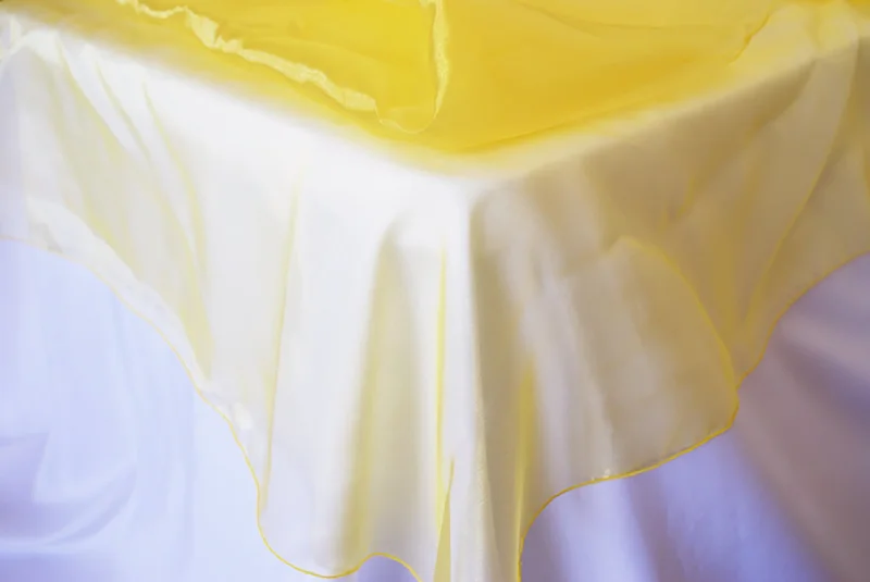 90" Seamless Round Organza Tablecloth/Table Overlay Topper - Canary Yellow (1pc)