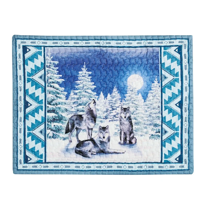 Snow-Covered Woodland Majestic Wolf Trio Pillow Sham