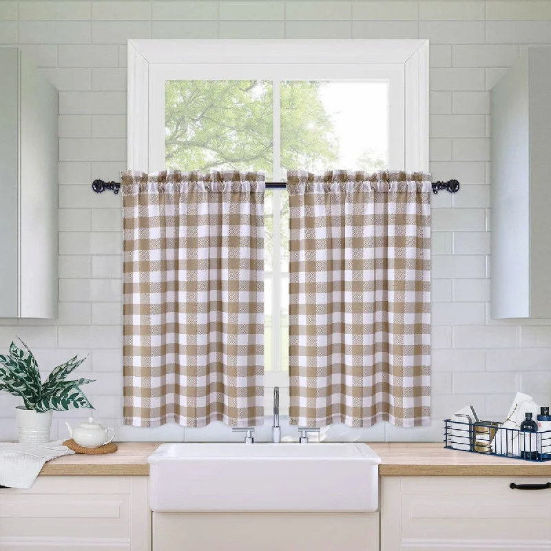 Buffalo Check Gingham Print Rod Pocket Kitchen Tier Curtains or Valances