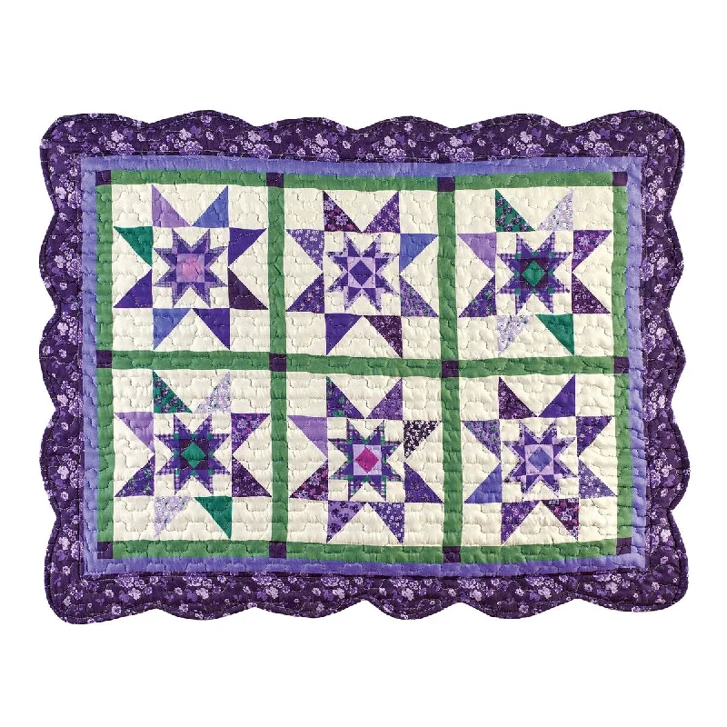 Farrah Classic Star and Purple Floral Border Pillow Sham