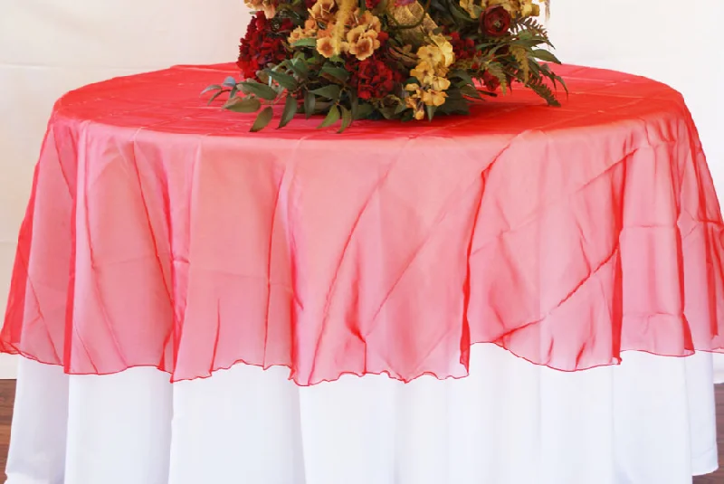 90" Seamless Round Organza Tablecloth/Table Overlay - Red (1pc)