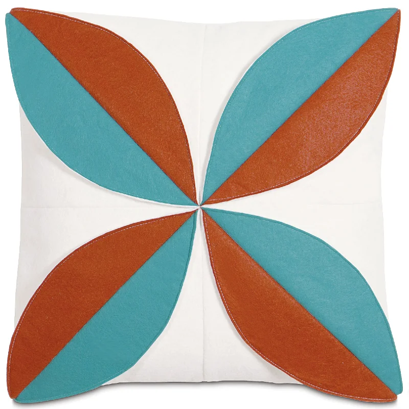 Cinnamon and Teal Art Deco Style Throw Pillow Cover 16x16