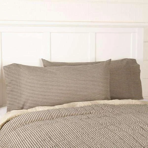 Sawyer Mill Charcoal Ticking Stripe King Pillow Case Set of 2 21x40 VHC Brands