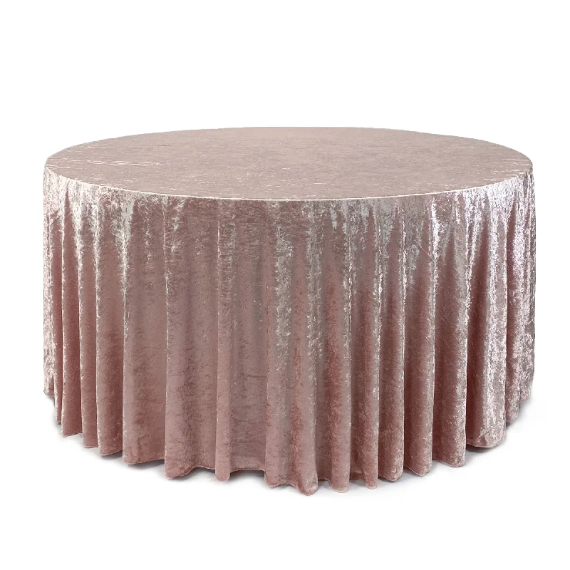 120 Inch Round Crushed Velvet Tablecloth Blush