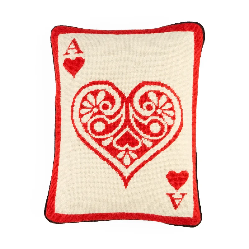 Ace Of Hearts Needlepoint Pillow