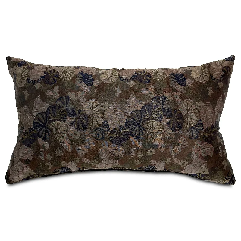 Multicolor Floral Jacquard Lumbar Pillow Cover 15x26