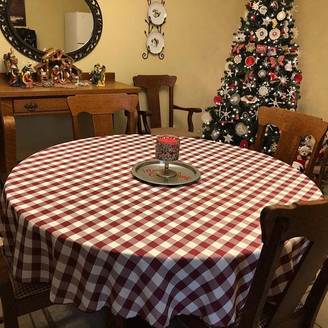 Round Checkered Tablecloth, Gingham Tablecloths